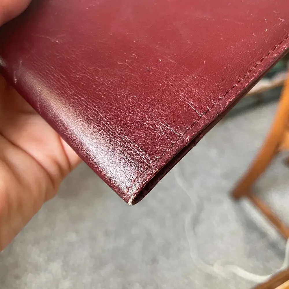 Cartier Leather Bifold Vintage Must De Wallet Bordeaux